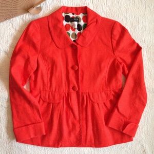 J Crew Womens Jacket Coral Peplum Peter pan collar